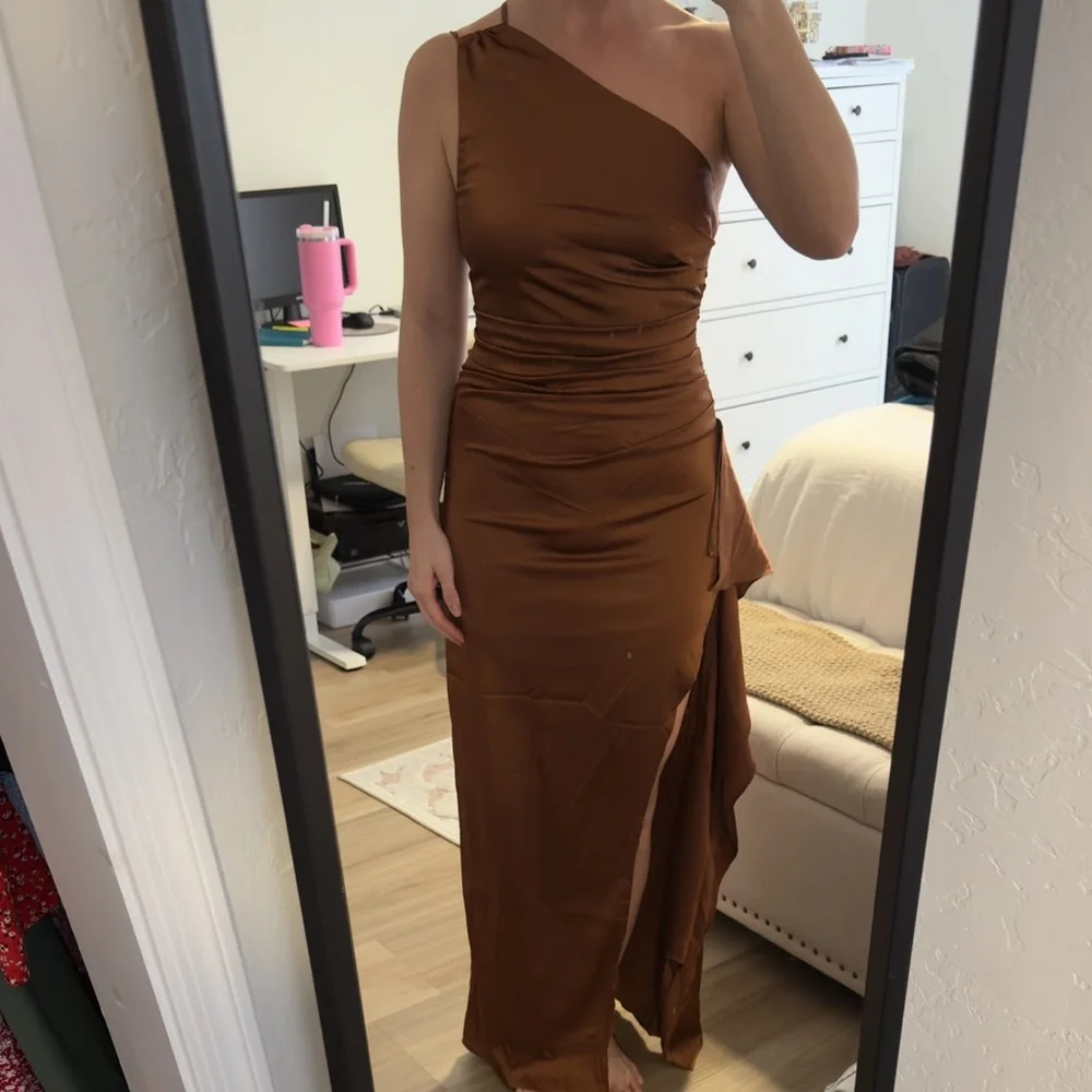 Elegant Brown Wedding Guest Dress (NWT) - Picture 3 of 3